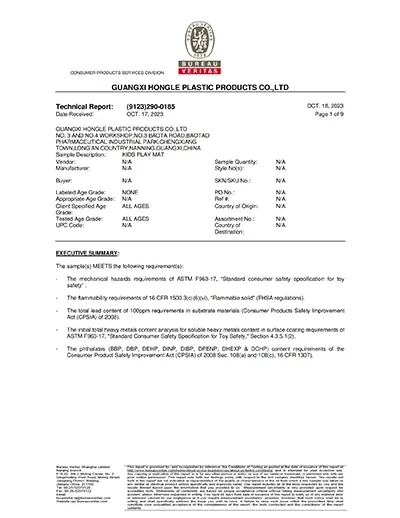 EVA Floor Mats Successfully Pass CPSIA Certification: A Commitment to Child Safety and Product Integrity