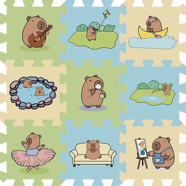 Capybara EVA Foam Puzzle Mat – Safe, Cute & Customizable EVA Play Mat for Kids, Pets, and Families